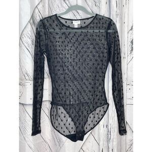 Kate Young for Target Black Mesh Sheer Bodysuit Dots M